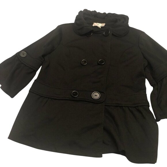 IZ Byer California Size M Girls Swing Jacket 3/4 Sleeve Peter Pan Collar Black - Picture 1 of 16